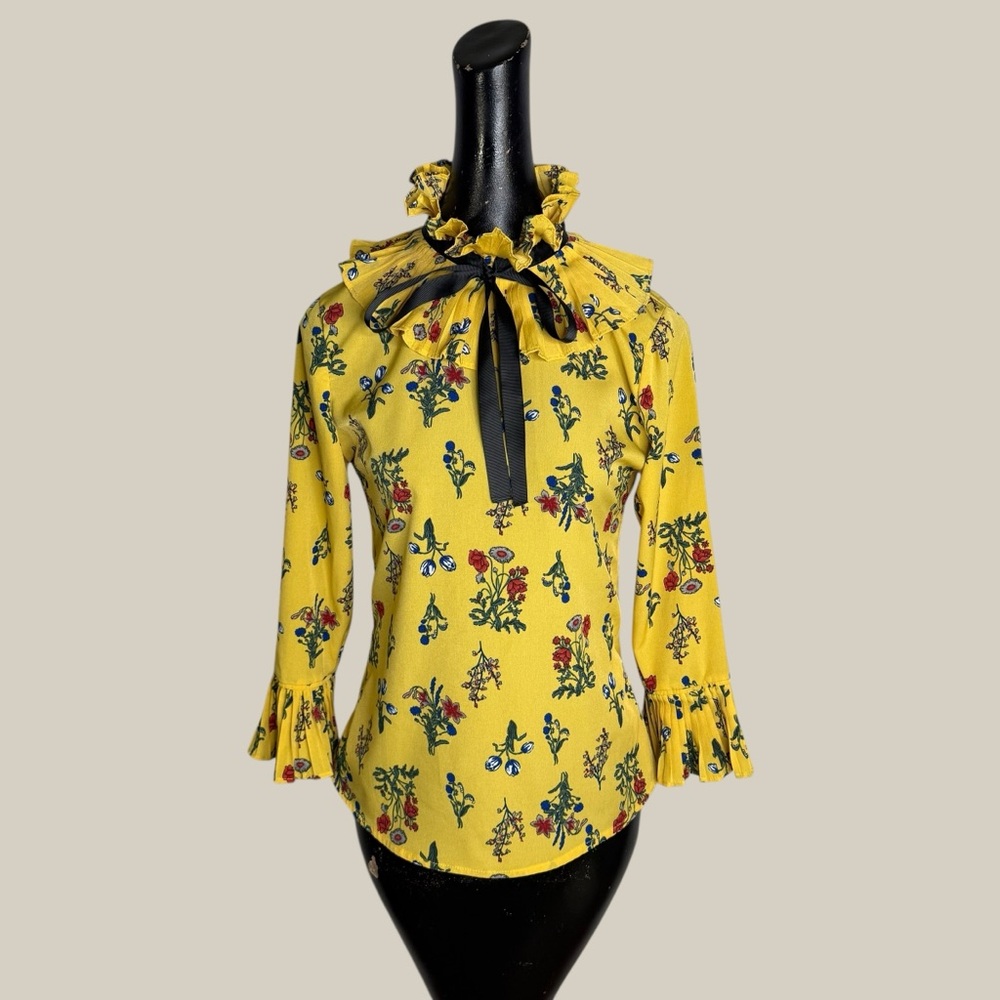Acme Floral Yellow Ruffle Blouse - Picture 14 of 16